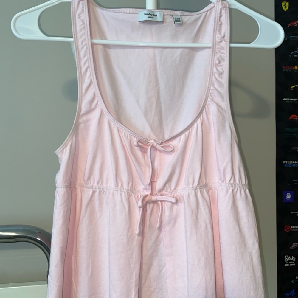 Aritzia Light Pink Tie-Front Tank Top